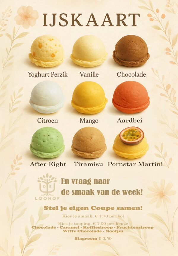 menu ijskaart De Loohof