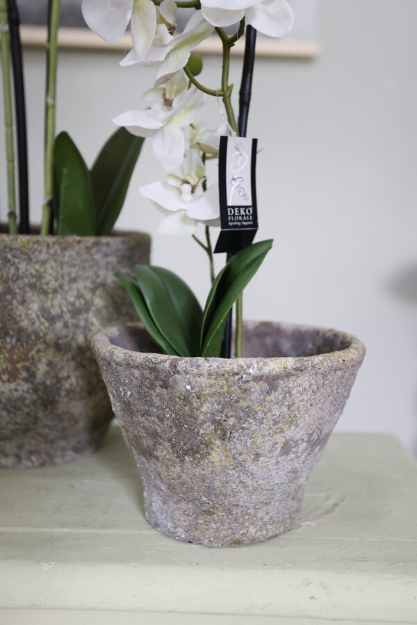 Robuuste bloempot met betonlook